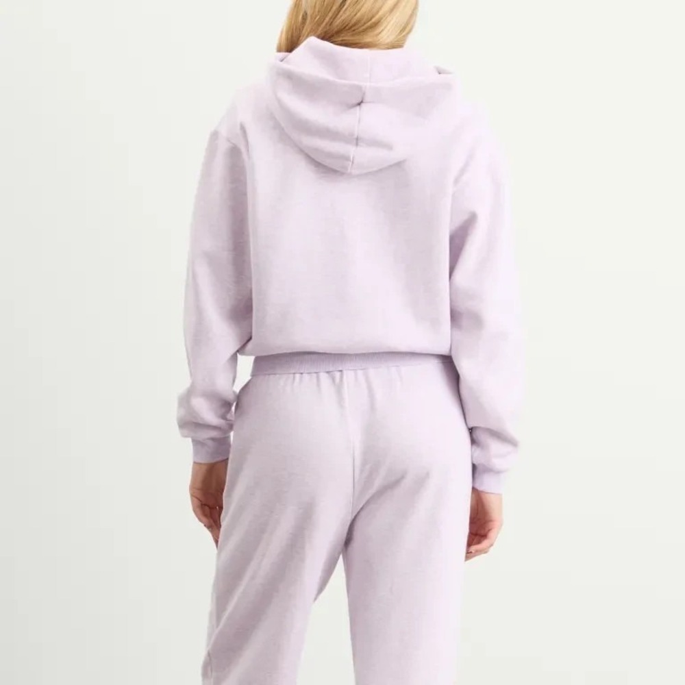 SKIMS Limited Edition Cotton Fleece Cropped Full Zip Up Hoodie Purple Heather M - Picture 11 of 16